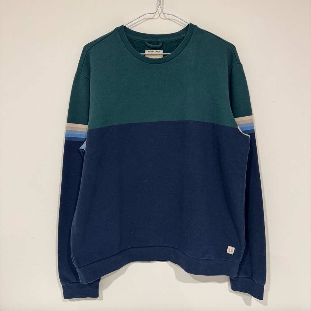 Marine Layer Re Spun Mens Striped Colour Block Pullover Sweatshirt Size M